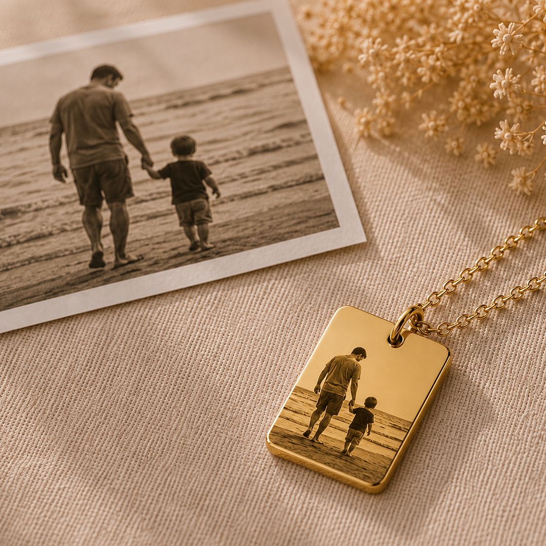 Collar placa dorado