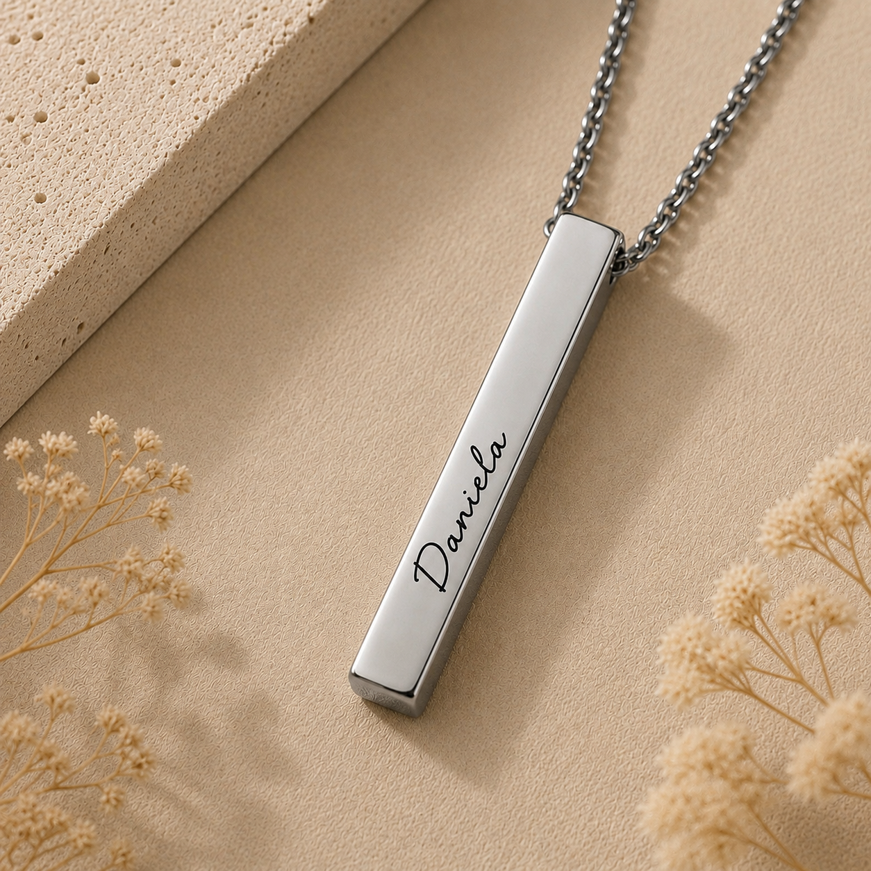 Collar columna plateado