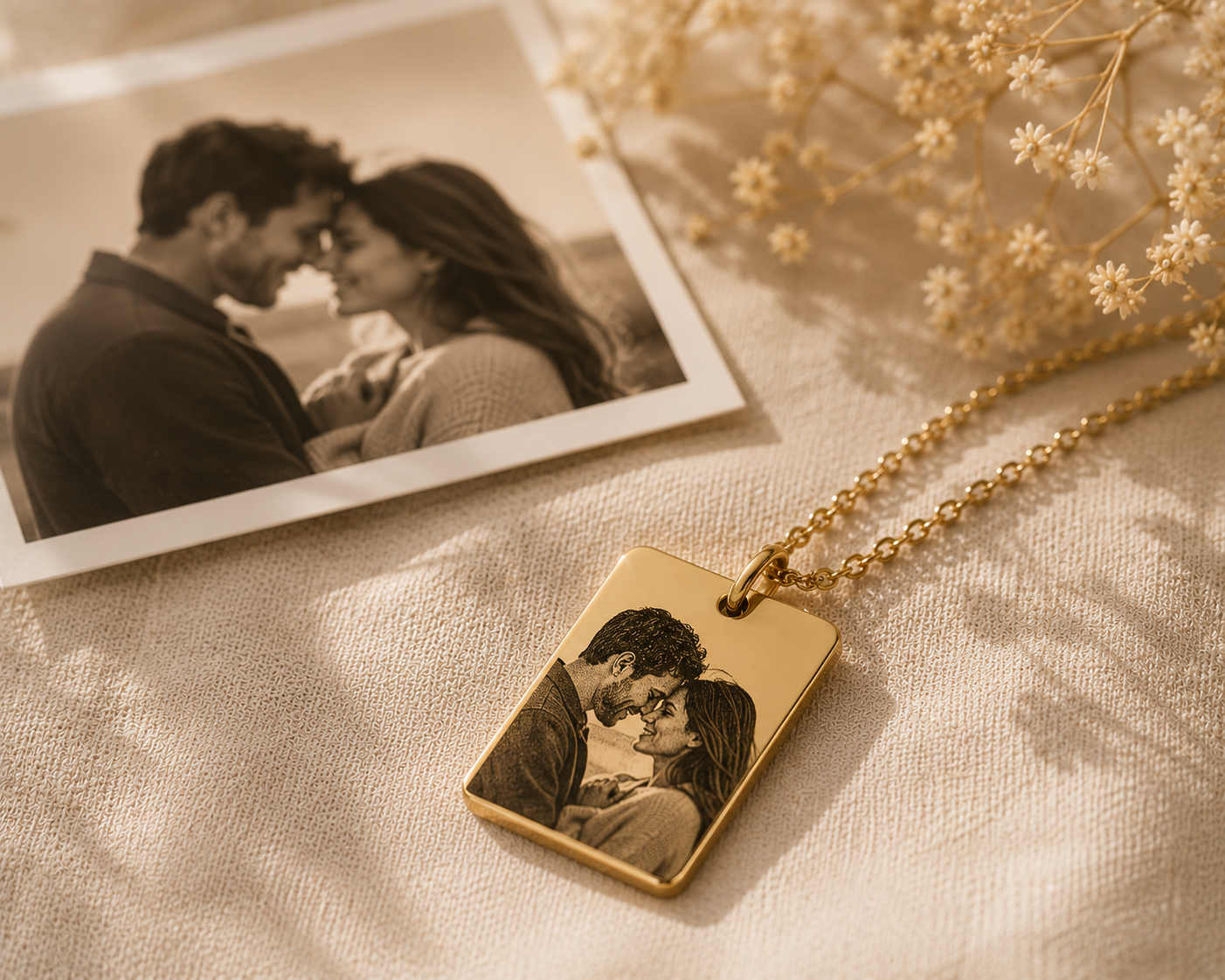 Collar placa dorado