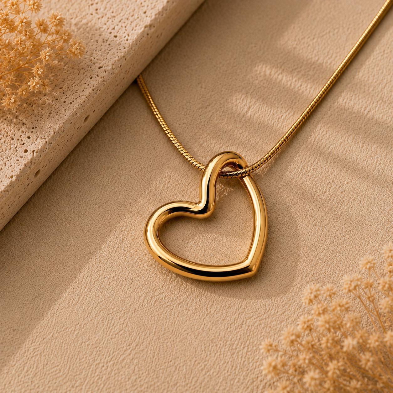 Collar corazón abierto dorado