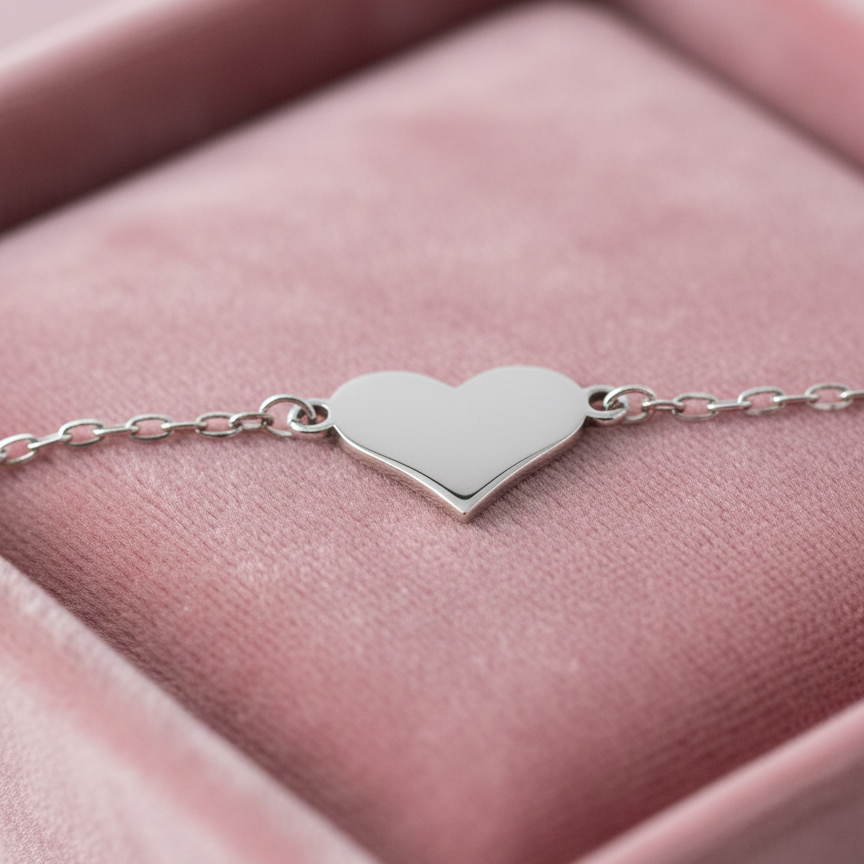 Pulsera corazón plateado