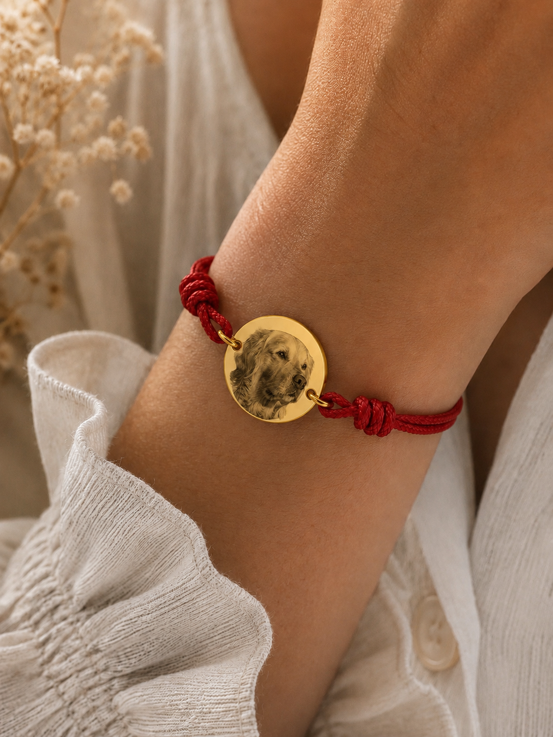Pulsera de tela dorada