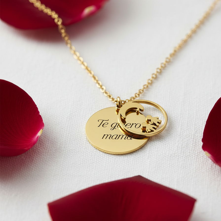 Collar medalla doble dorada