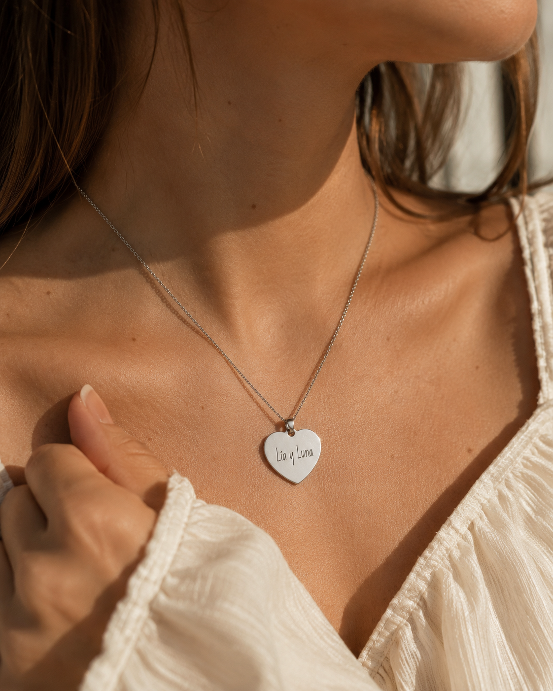 Collar corazón plateado