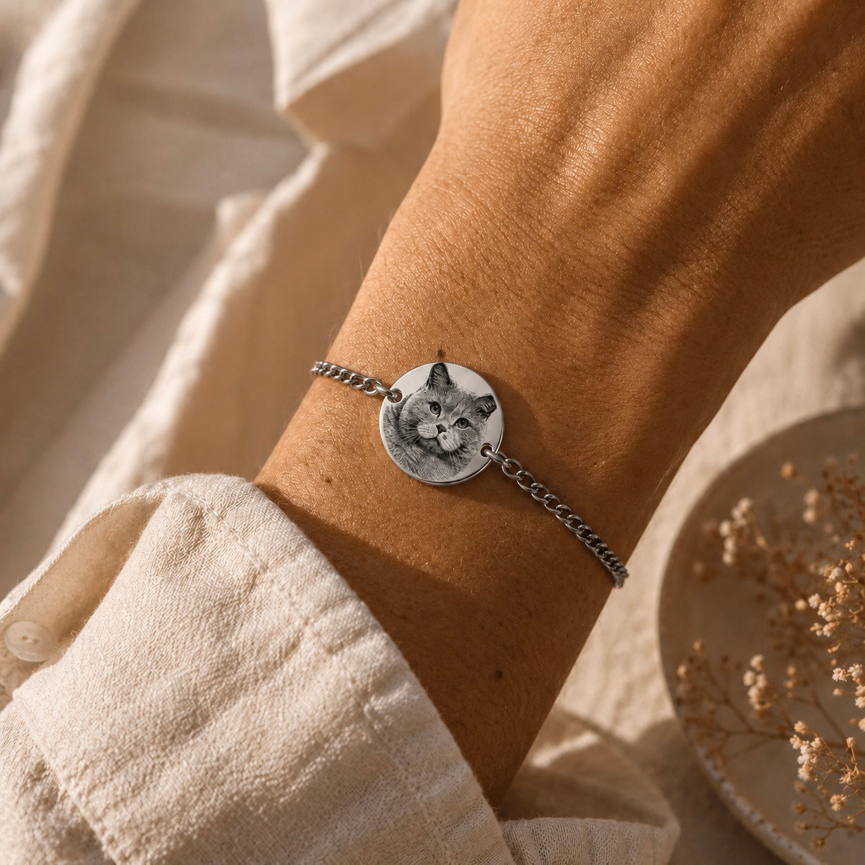 Pulsera medalla plateada