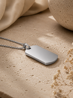 Placa militar plateada hombre