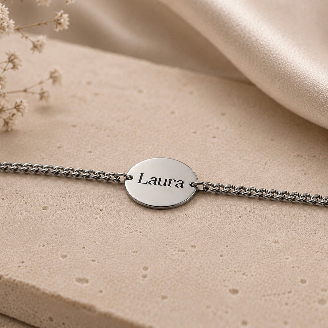 Pulsera medalla plateada