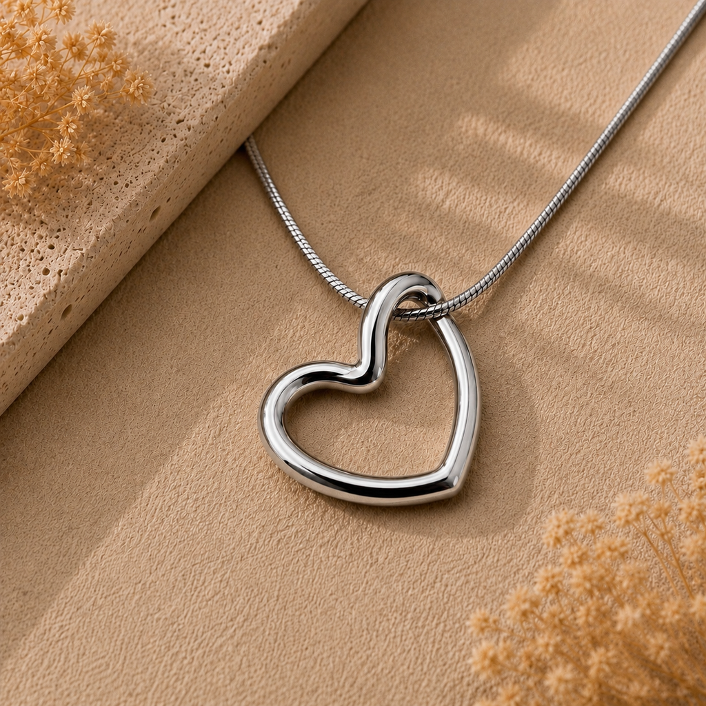 Collar corazón abierto plateado