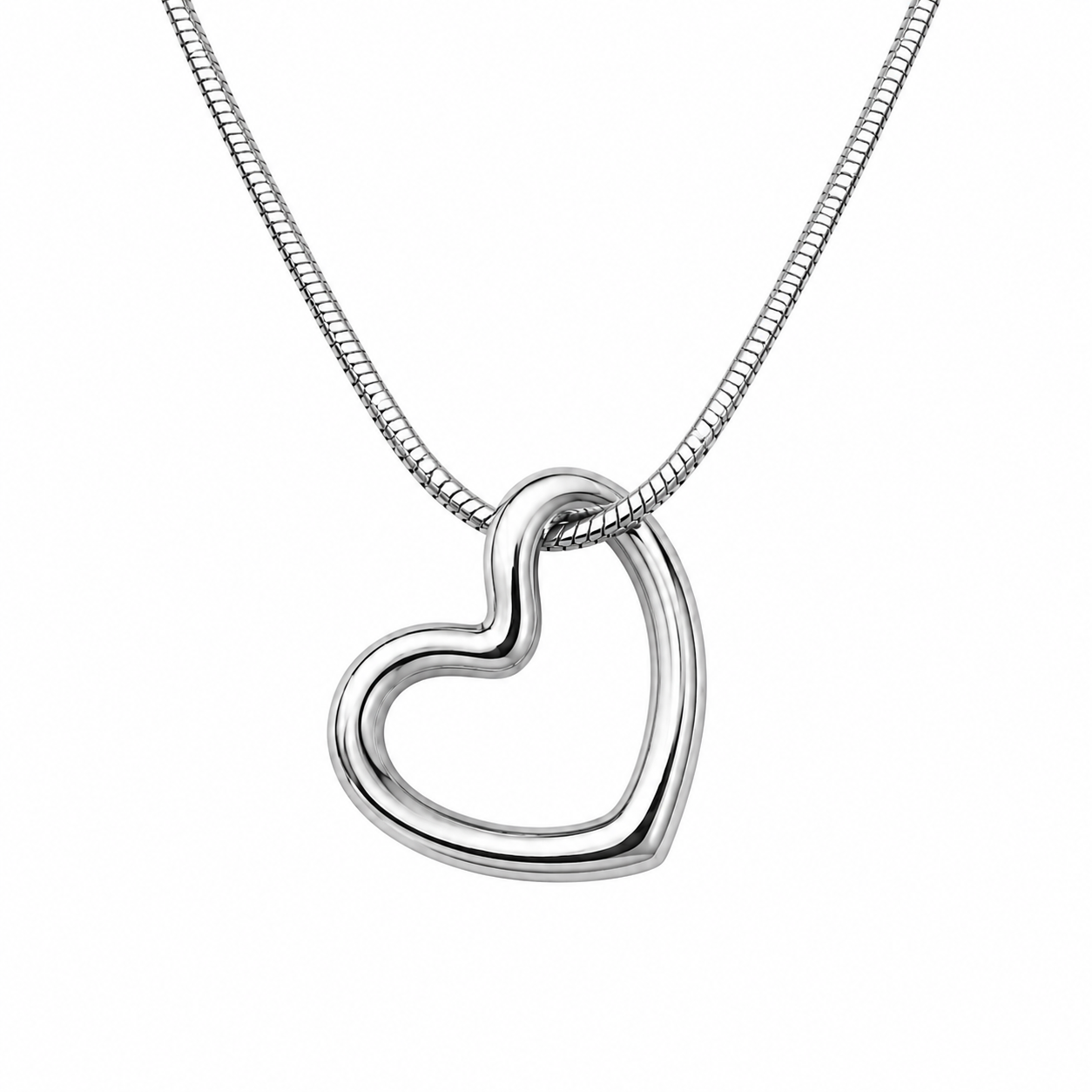 Collar corazón abierto plateado
