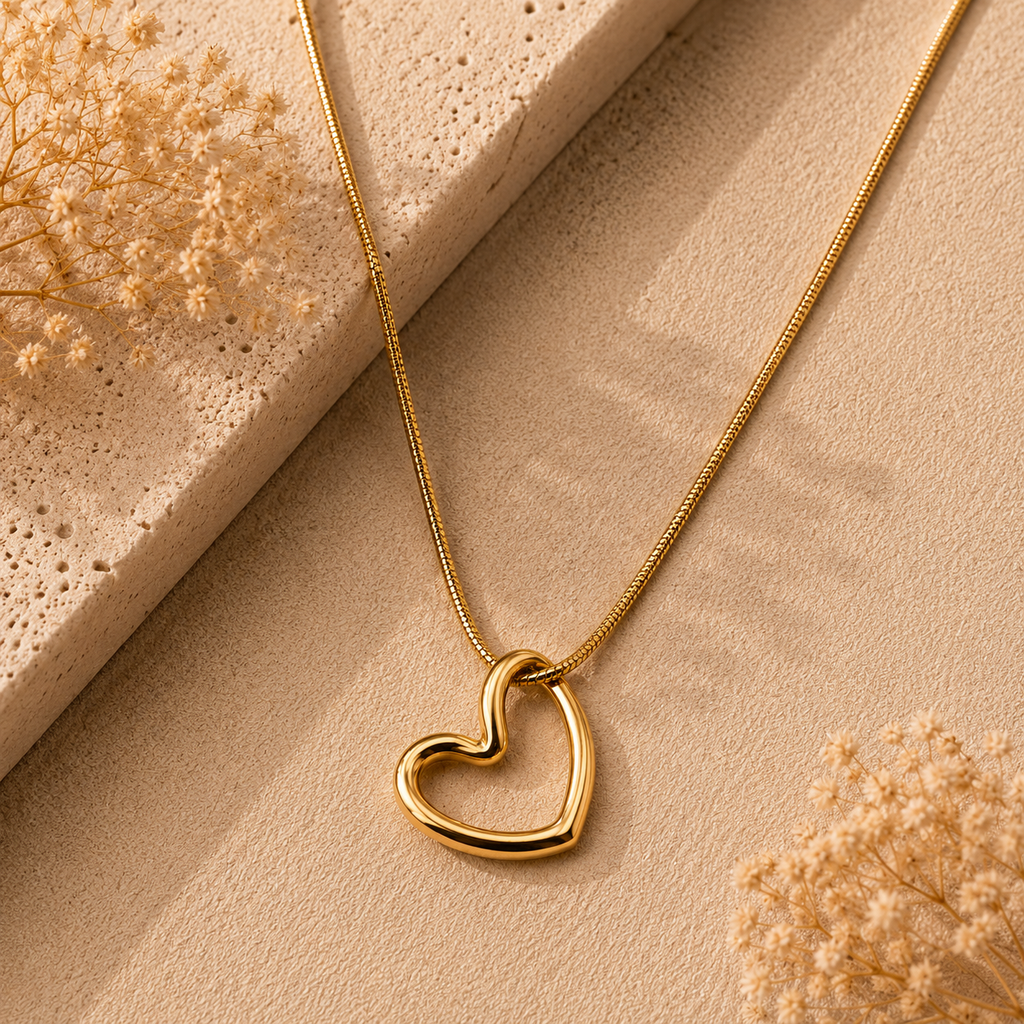 Collar corazón abierto dorado