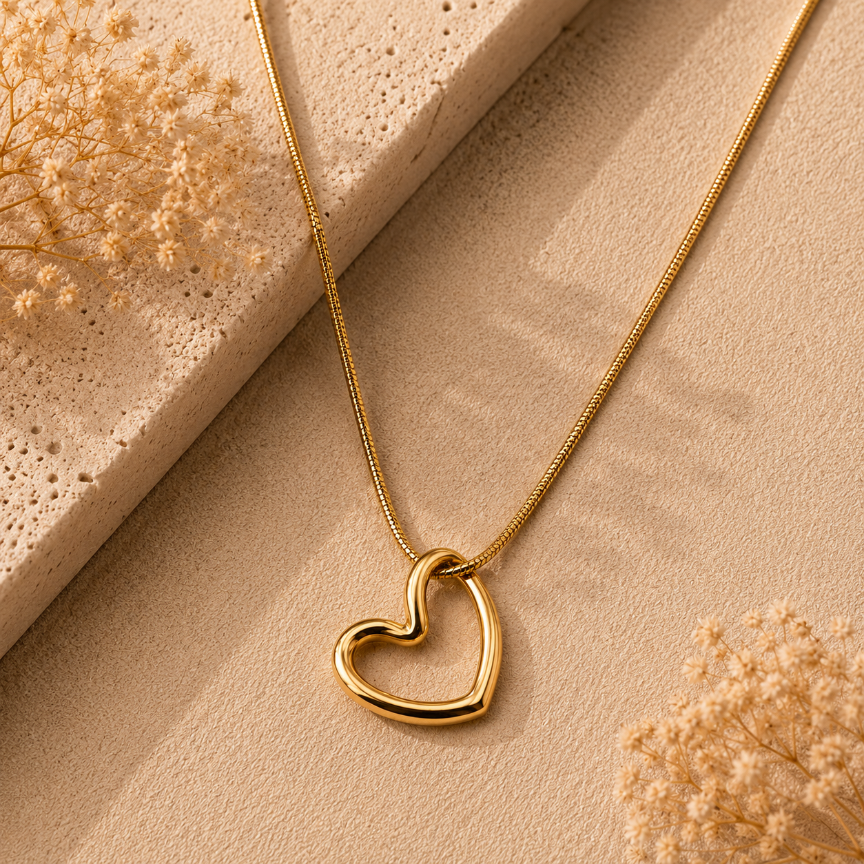 Collar corazón abierto dorado
