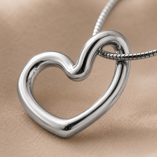 Collar corazón abierto plateado