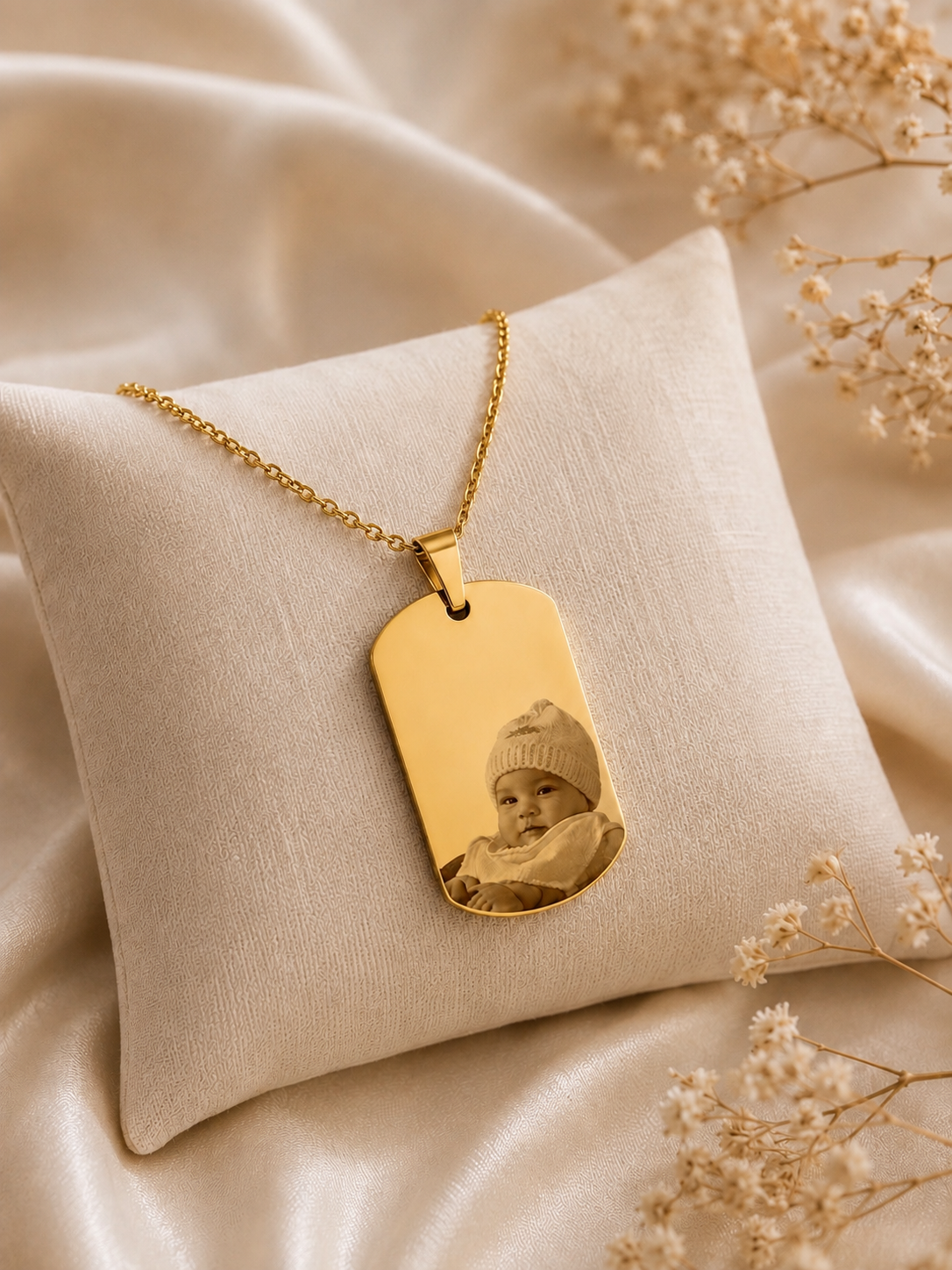 Placa militar dorada hombre