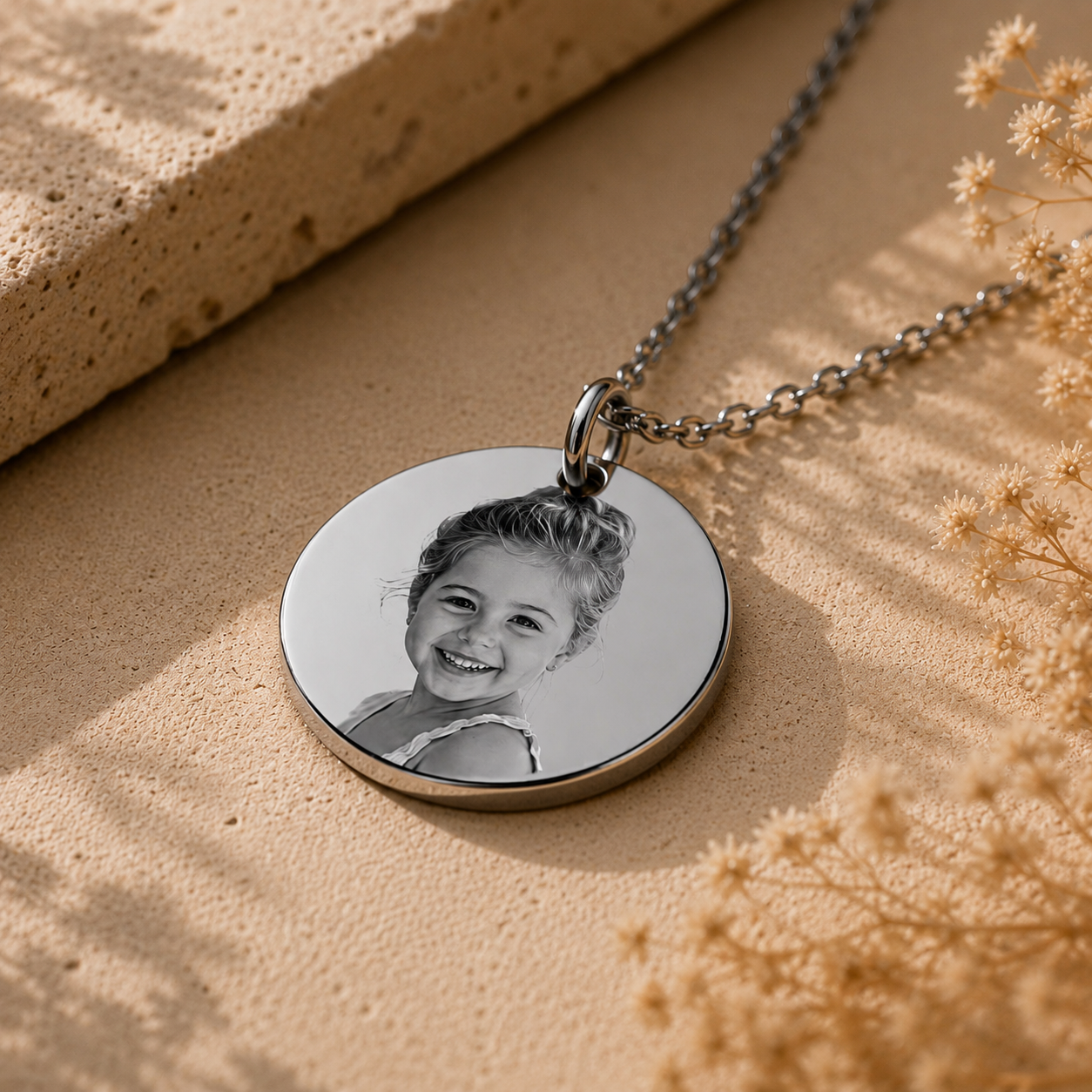 Collar medalla plateada