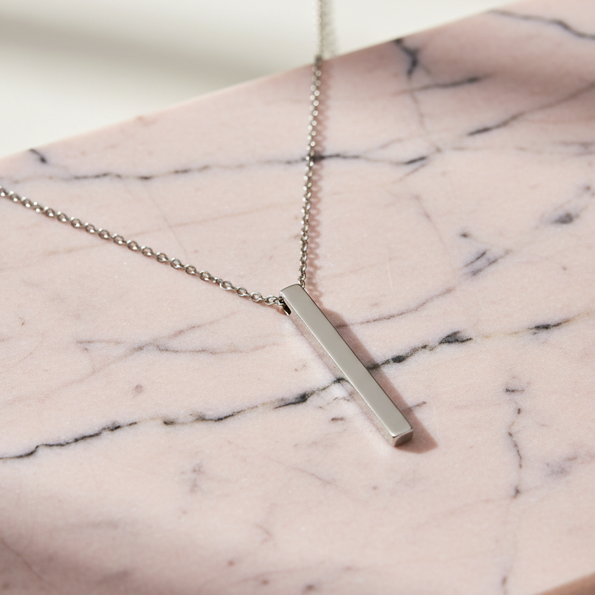 Collar columna plateado