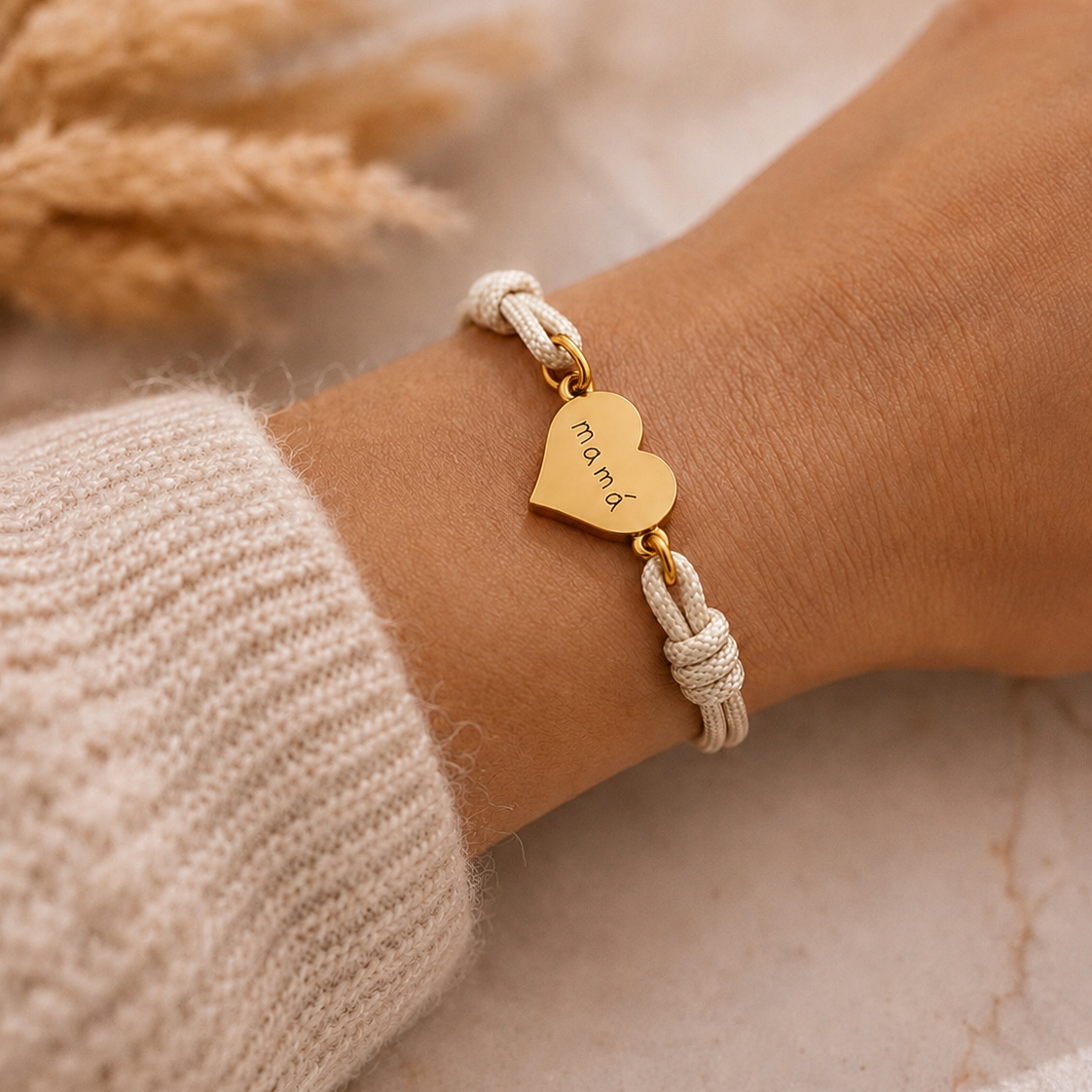 Corazón Tela Dorado