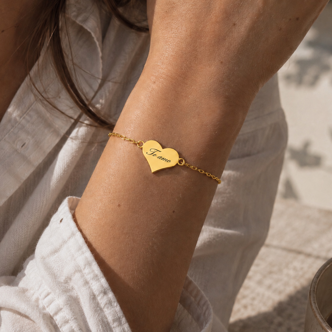 Pulsera corazón dorado