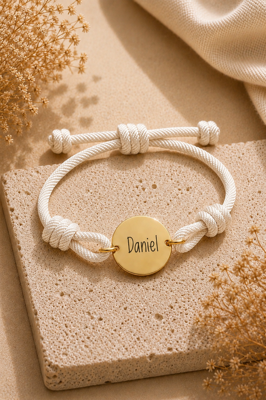 Pulsera de tela dorada
