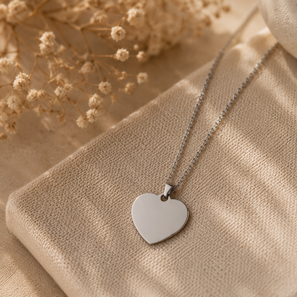 Collar corazón plateado